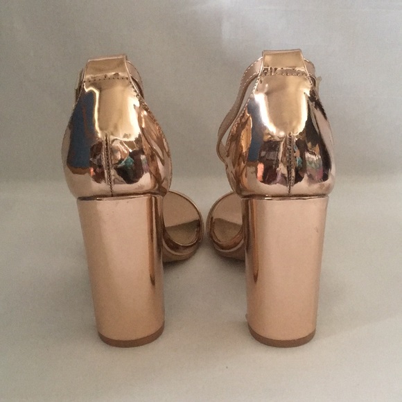 New Womens Sexy Rose Gold Sandals with Heel - Picture 4 of 7